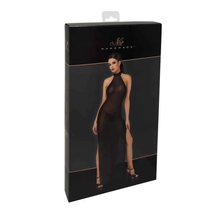 F372 langes Kleid Onyx Twin-slit von Noir Handmade | Fesselliebe.de