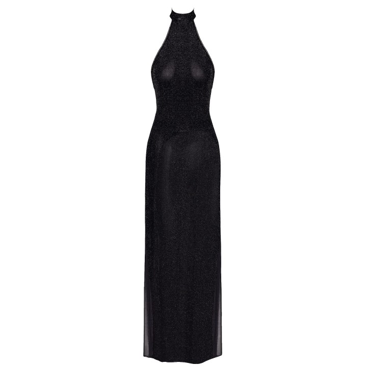 F372 langes Kleid Onyx Twin-slit von Noir Handmade | Fesselliebe.de