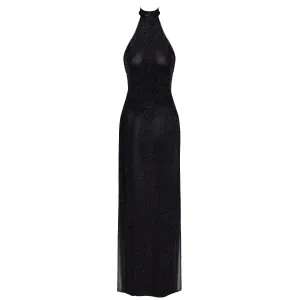 F372 langes Kleid Onyx Twin-slit von Noir Handmade