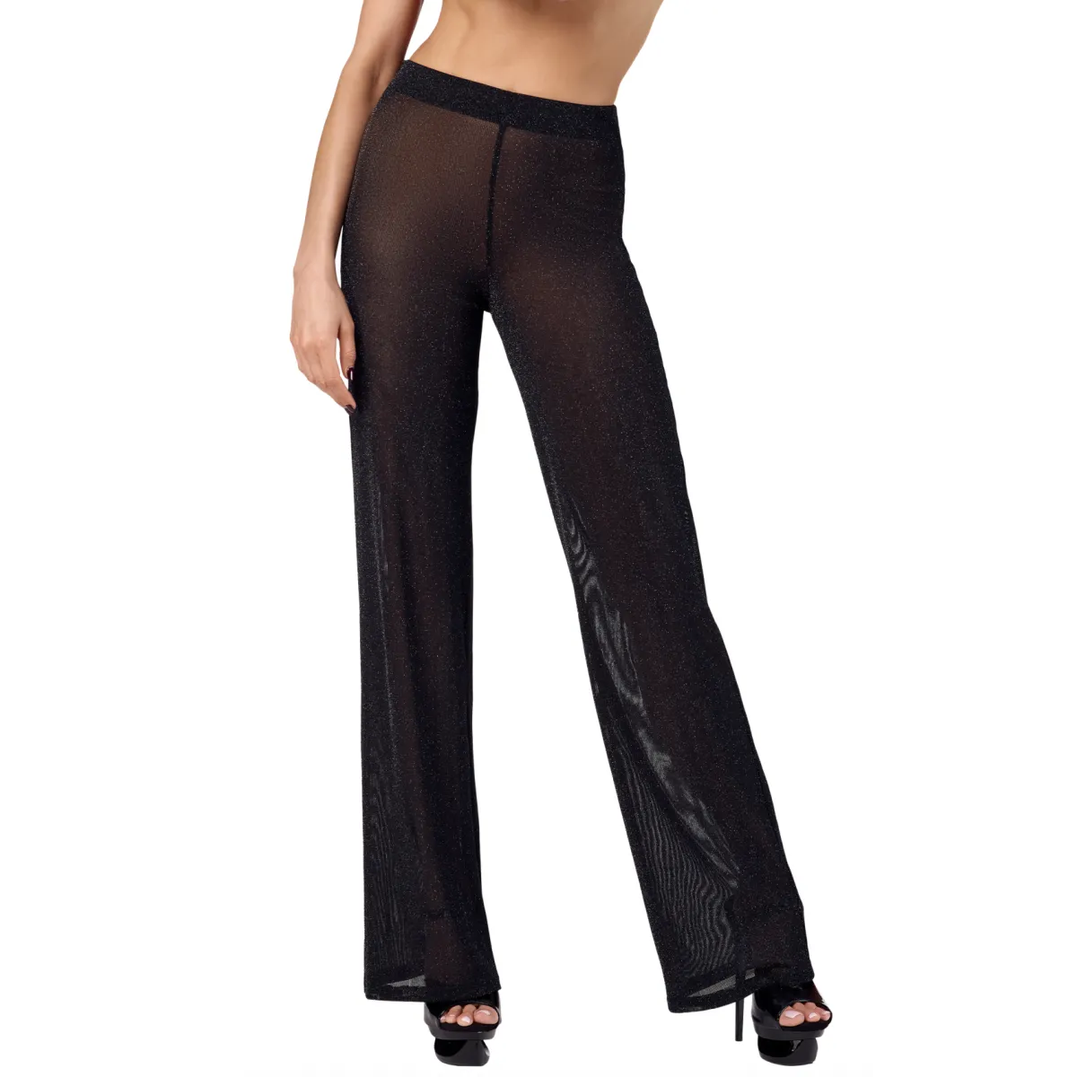F374 Onyx Sheer Palazzo Hose von Noir Handmade | Fesselliebe.de