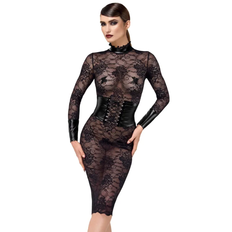 F375 halblanges Kleid Noirelle aus Spitze von Noir Handmade | Fesselliebe.de