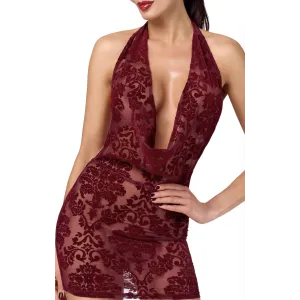 F385 Minikleid Kink Royal mit Wasserfallausschnitt von Noir Handmade