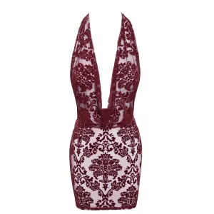 F385 Minikleid Kink Royal mit Wasserfallausschnitt von Noir Handmade