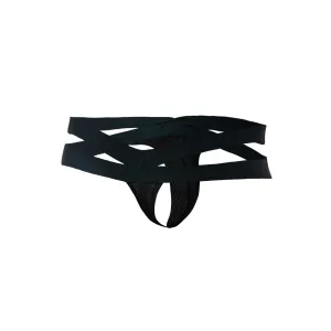 Schwarzer Cross String mit Netz RAV105 von Cut4Men