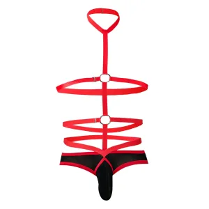 Schwarz/roter Body-Harness RAV114 von Cut4Men