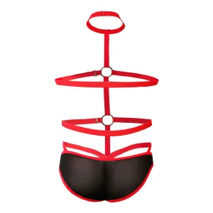 Schwarz/roter Body-Harness RAV114 von Cut4Men
