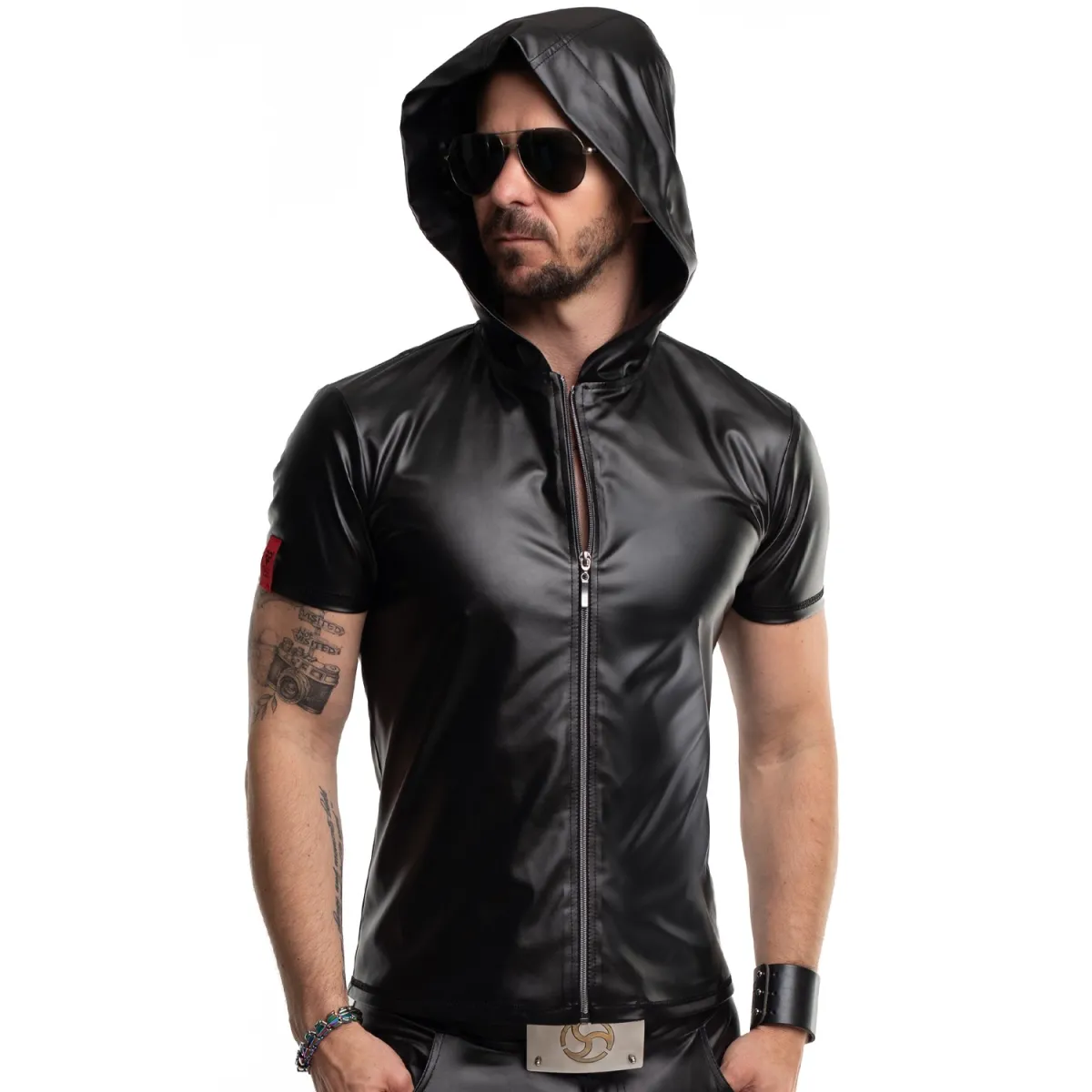 Herren Kapuzen T-Shirt RMEttore001 schwarz von Regnes Fetish Planet | Fesselliebe.de