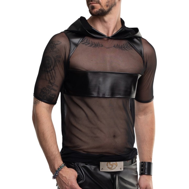 Herren Kaputzen T-Shirt RMIvo001 schwarz von Regnes Festish Planet | Fesselliebe.de