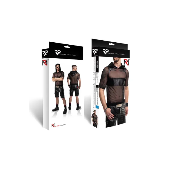 Herren Kaputzen T-Shirt RMIvo001 schwarz von Regnes Festish Planet | Fesselliebe.de
