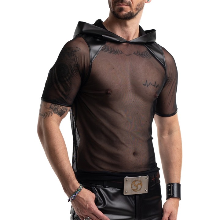 Herren Kaputzen T-Shirt RMTito001 schwarz von Regnes Festish Planet | Fesselliebe.de