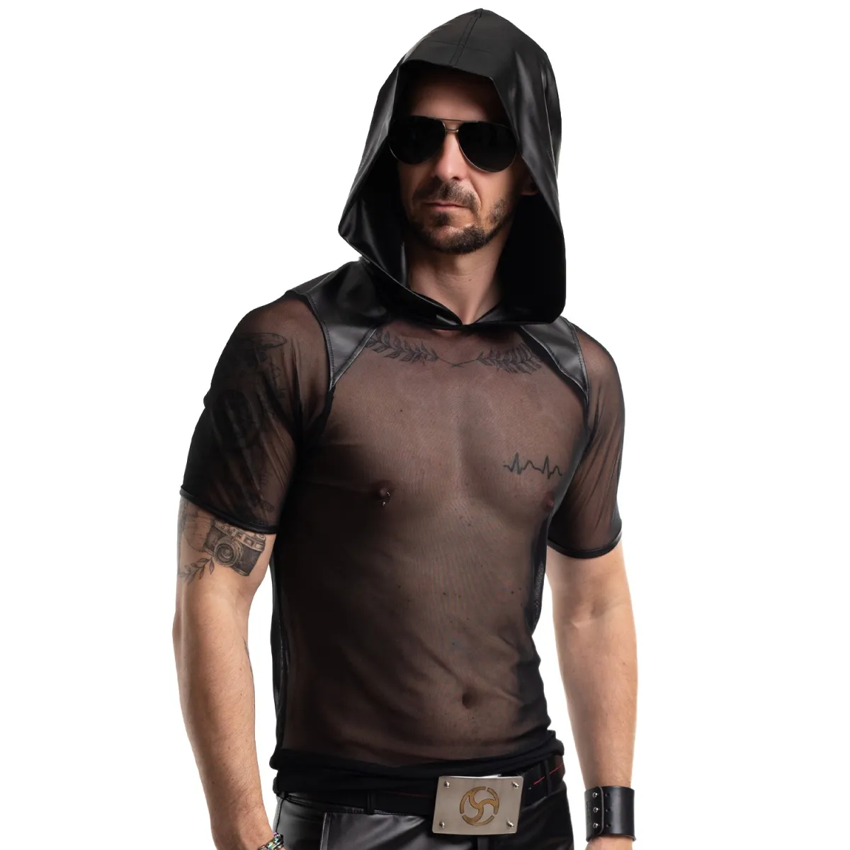 Herren Kaputzen T-Shirt RMTito001 schwarz von Regnes Festish Planet | Fesselliebe.de