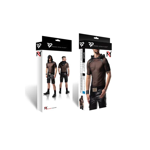 Herren Kaputzen T-Shirt RMTito001 schwarz von Regnes Festish Planet | Fesselliebe.de