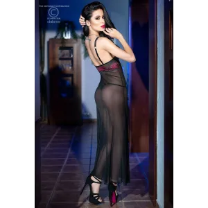 Langes Kleid Cr4215 Schwarz/Pink von Chilirose