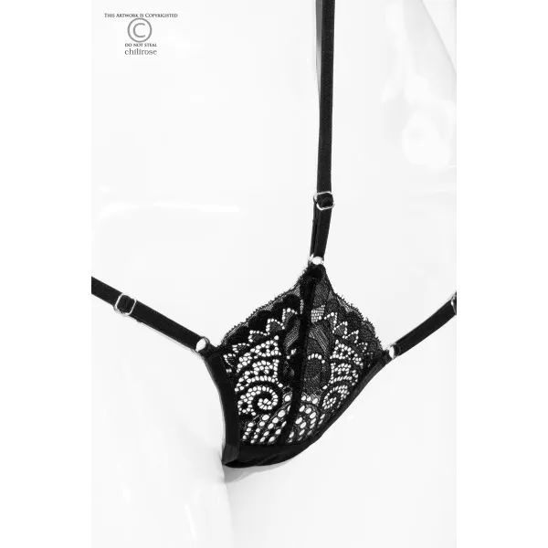 String mit Choker Cr4385 Schwarz von Chilirose | Fesselliebe.de