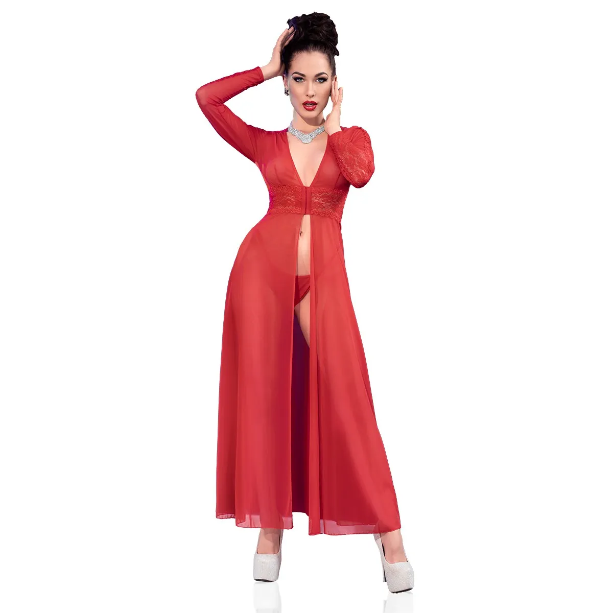 Langes Kleid Cr4421 Rot von Chilirose | Fesselliebe.de