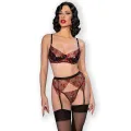 Lingerie-Set Cr4694 Schwarz/Rot von Chilirose