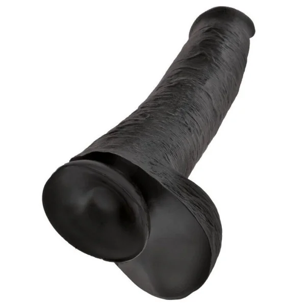 Realistischer Dildo mit Hoden 38 cm Schwarz von King Cock