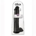 Realistischer Dildo mit Hoden 38 cm Schwarz von King Cock