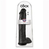 Realistischer Dildo mit Hoden 38 cm Schwarz von King Cock