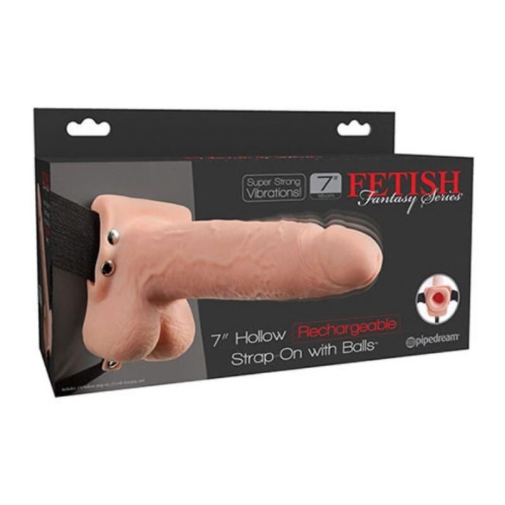Realistischer, Vibrierender Hohl-Strap-On mit Hoden, 17,8 cm von Fetish Fantasy Series