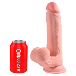 Realistischer Dildo mit Dreifachdichte und Schwingenden Hoden, 23 cm, Fleisch von King Cock
