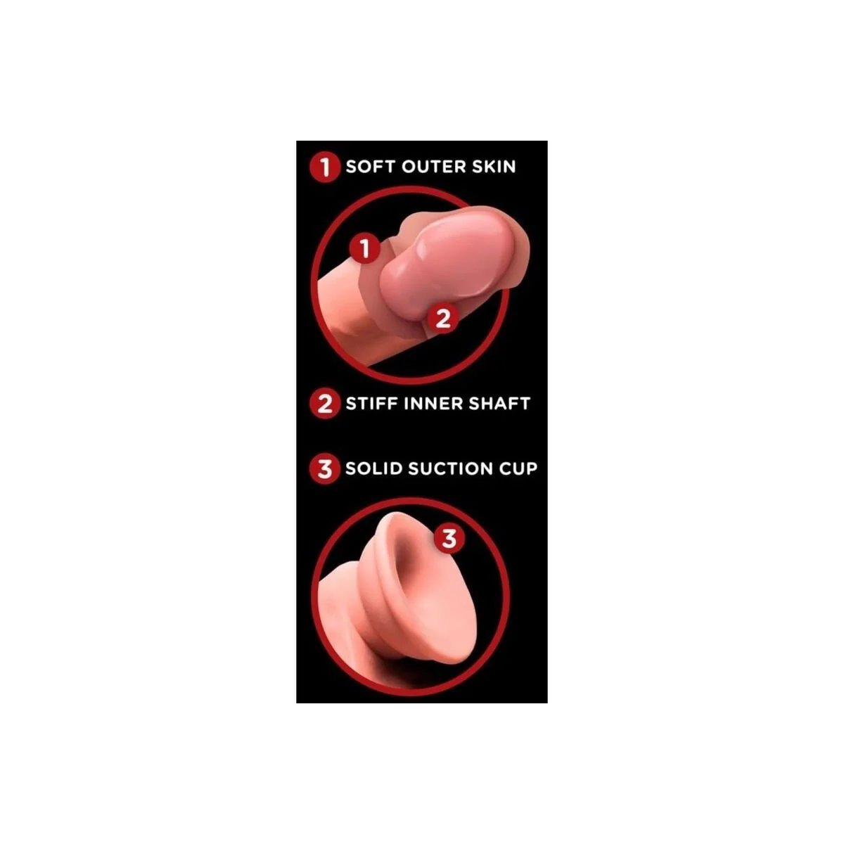 Realistischer Dildo mit Dreifachdichte und Schwingenden Hoden, 23 cm, Fleisch von King Cock