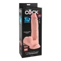 Realistischer Dildo mit Dreifachdichte und Schwingenden Hoden, 23 cm, Fleisch von King Cock