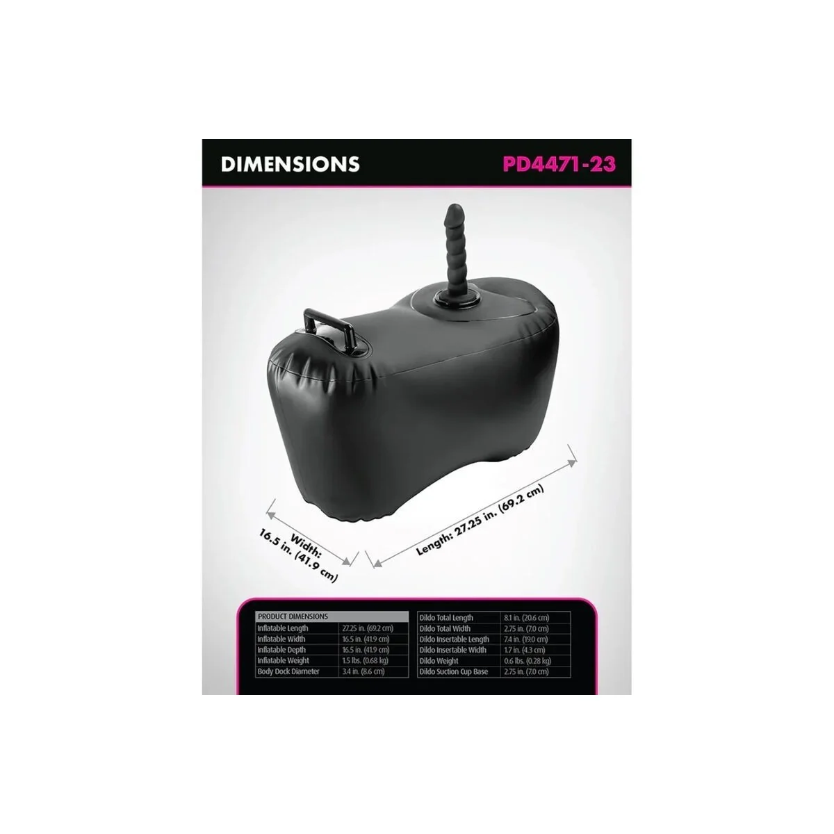 aufblasbarer Liebessitz Body Dock mit Dildo 69,2 cm Schwarz von Fetish Fantasy Series