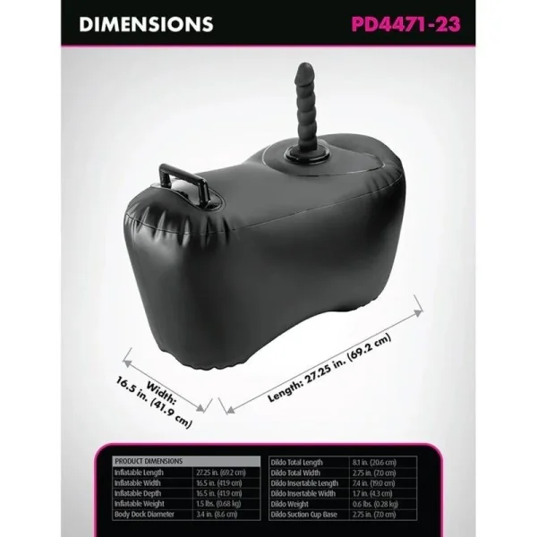 aufblasbarer Liebessitz Body Dock mit Dildo 69,2 cm Schwarz von Fetish Fantasy Series