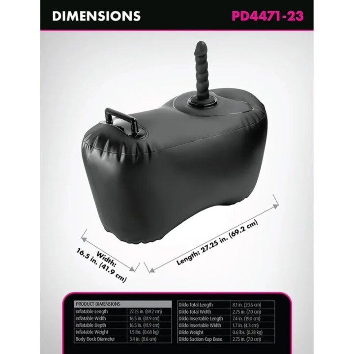 aufblasbarer Liebessitz Body Dock mit Dildo 69,2 cm Schwarz von Fetish Fantasy Series