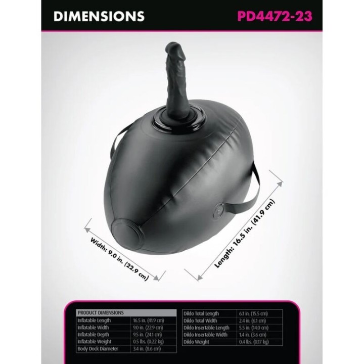aufblasbarer Liebesball mit Dildo, Schwarz, 41,9 cm von Fetish Fantasy Series