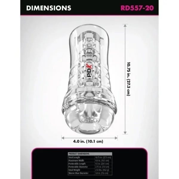 Viewtube Plus Transparenter Stroker mit Durchsicht und Ez-Grip, 21 cm von Pdx Elite
