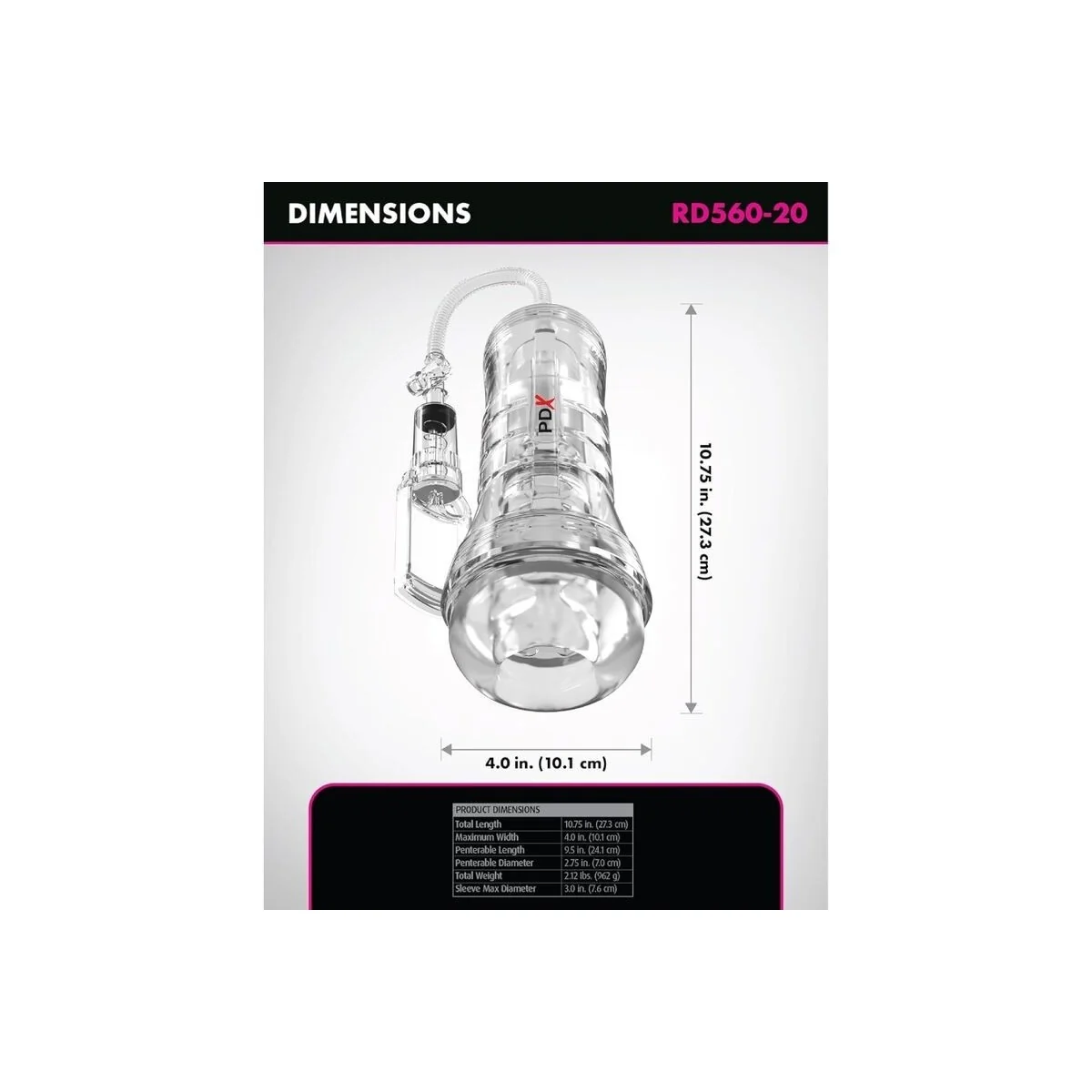 Viewtube Vac Xxl Transparenter Stroker mit Saugpumpe 27,3 cm von Pdx Elite