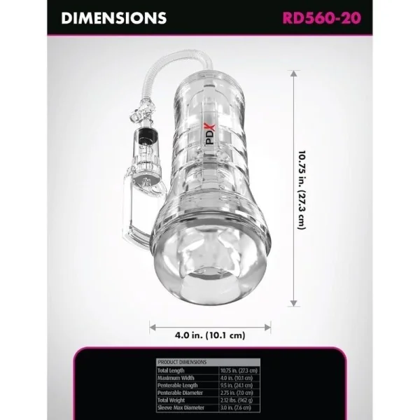 Viewtube Vac Xxl Transparenter Stroker mit Saugpumpe 27,3 cm von Pdx Elite