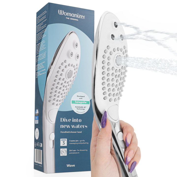 Wave Klitoralstimulierender Duschkopf Chrom von Womanizer | Fesselliebe.de