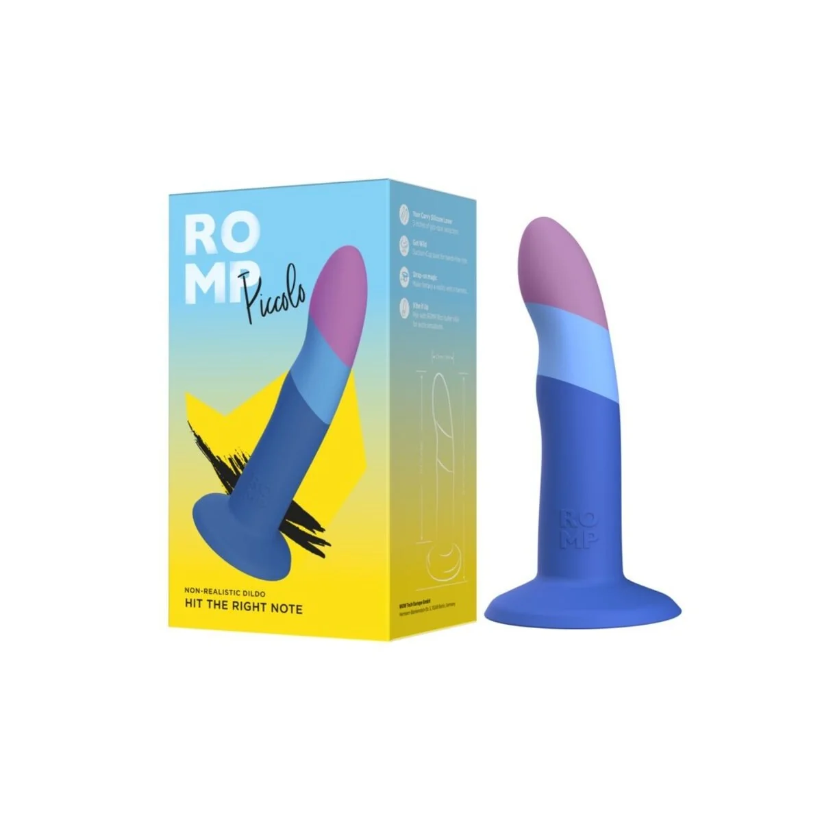Piccolo Silikondildo mit Dreifarbigem Saugauffang 14 cm von Romp