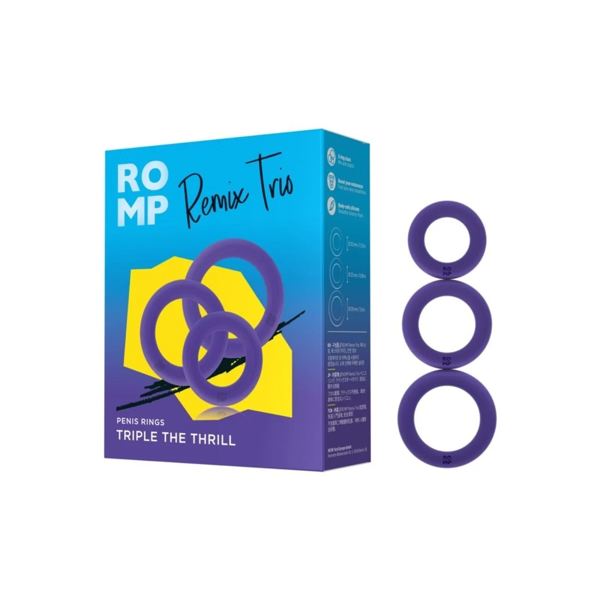 Remix Trio Set mit 3 Lila Silikon-Penisringen von Romp