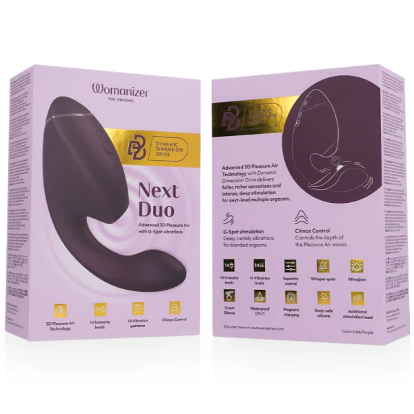 Duo Next Doppelter Klitoris- & G-Punkt-Stimulator Dunkellila von Womanizer | Fesselliebe.de