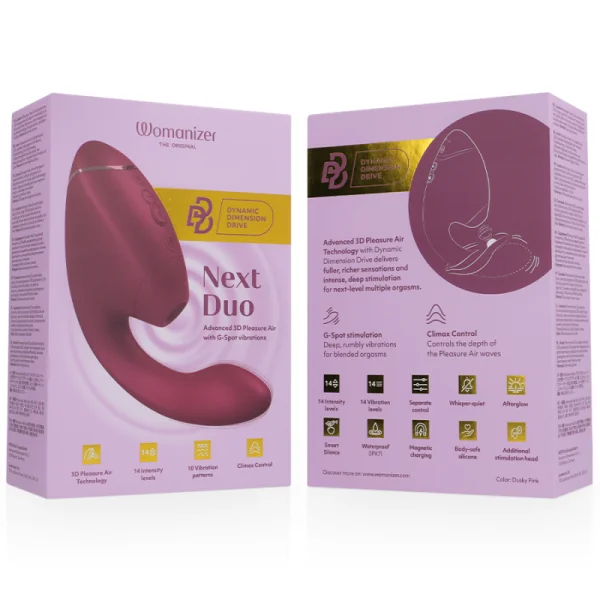 Duo Next Doppelter Klitoris- & G-Punkt-Stimulator, Dunkles Rosa von Womanizer | Fesselliebe.de