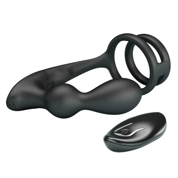 Vibrierender Analplug mit Penisring und Fernbedienung von Mr Play