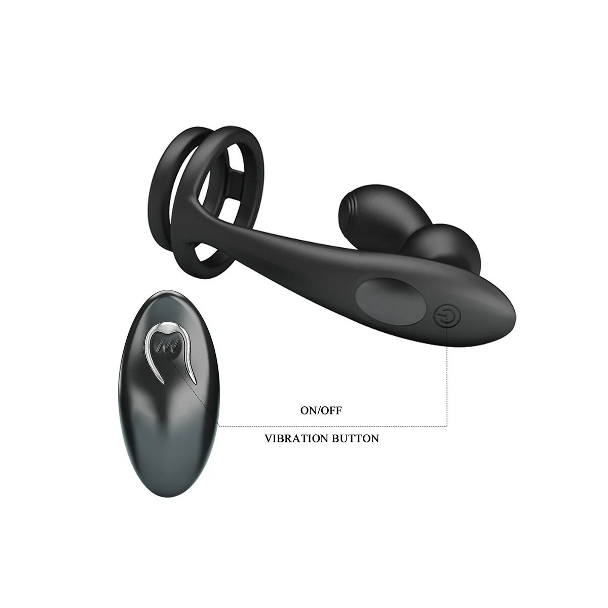 Vibrierender Analplug mit Penisring und Fernbedienung von Mr Play