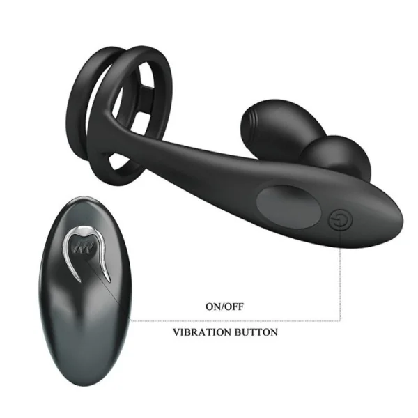 Vibrierender Analplug mit Penisring und Fernbedienung von Mr Play