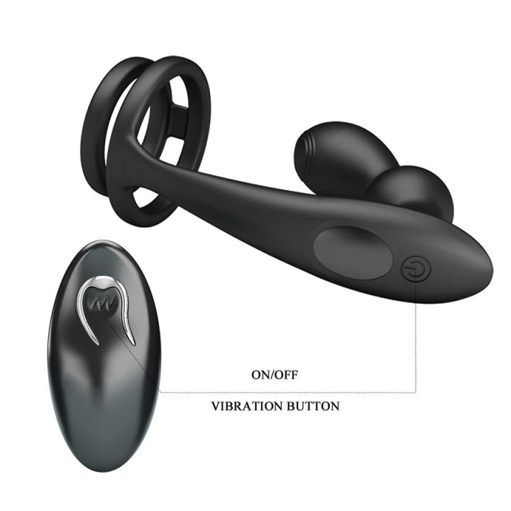 Vibrierender Analplug mit Penisring und Fernbedienung von Mr Play
