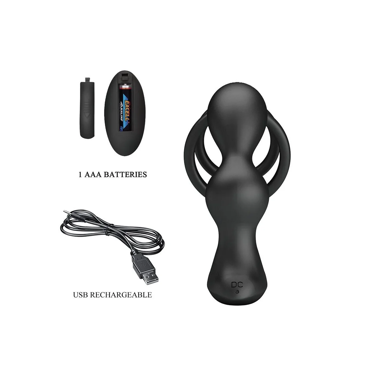 Vibrierender Analplug mit Penisring und Fernbedienung von Mr Play