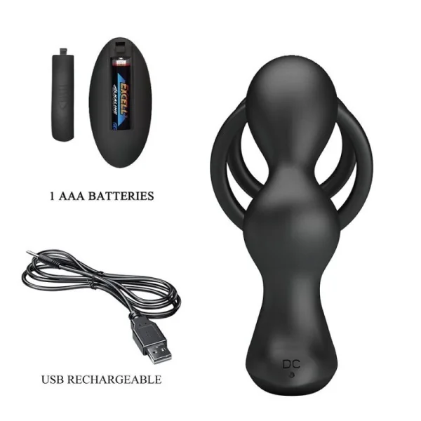 Vibrierender Analplug mit Penisring und Fernbedienung von Mr Play