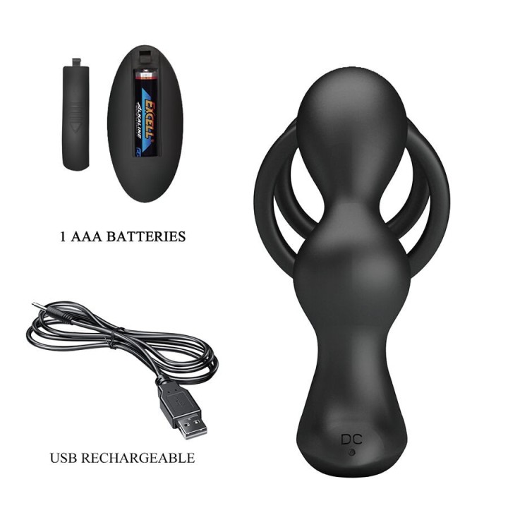 Vibrierender Analplug mit Penisring und Fernbedienung von Mr Play