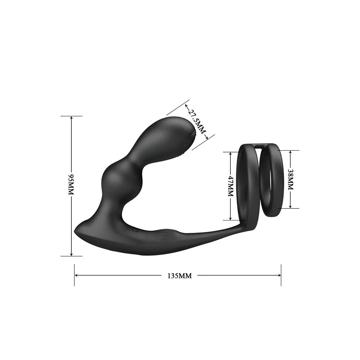 Vibrierender Analplug mit Penisring und Fernbedienung von Mr Play