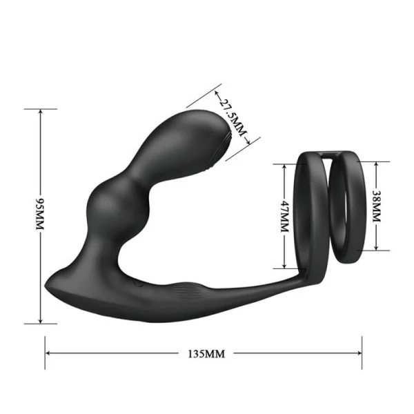 Vibrierender Analplug mit Penisring und Fernbedienung von Mr Play
