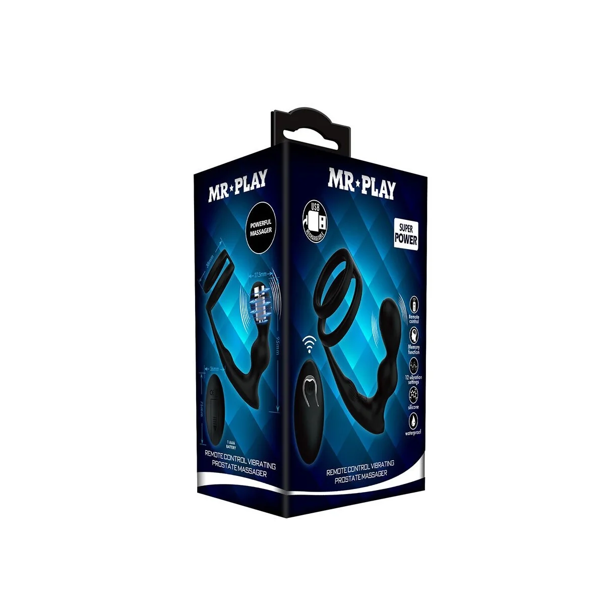 Vibrierender Analplug mit Penisring und Fernbedienung von Mr Play