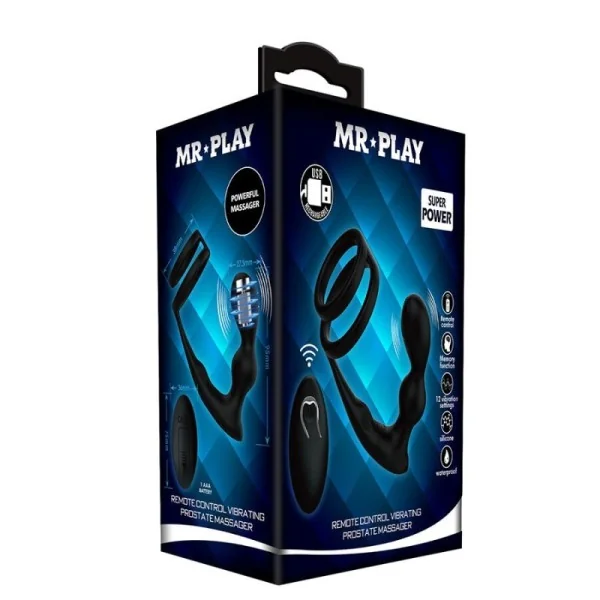Vibrierender Analplug mit Penisring und Fernbedienung von Mr Play